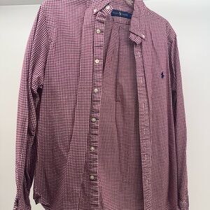 Ralph Lauren Men's Red and White Checkered Shirt
